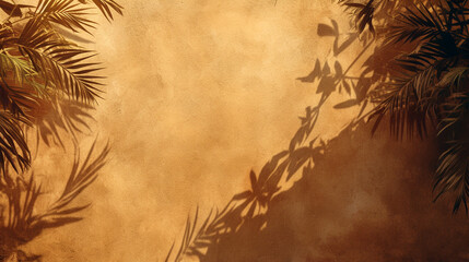 Palm tree shadows on tan wall