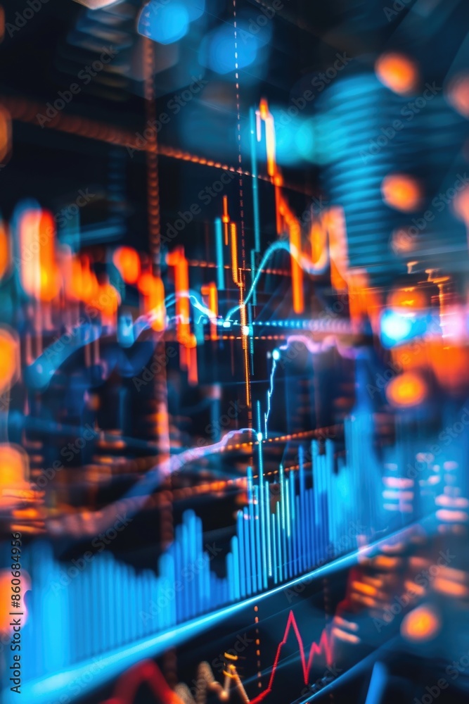 Aufkleber a blurred image of a stock market display showing various stocks and indices