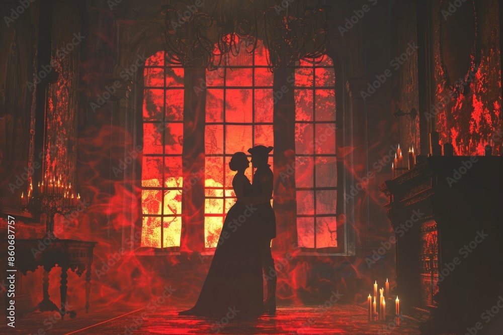 Poster a woman stands in front of a large window with a view of the outdoors
