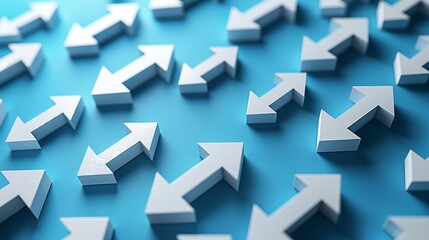 White arrows on blue background illustrating financial patterns