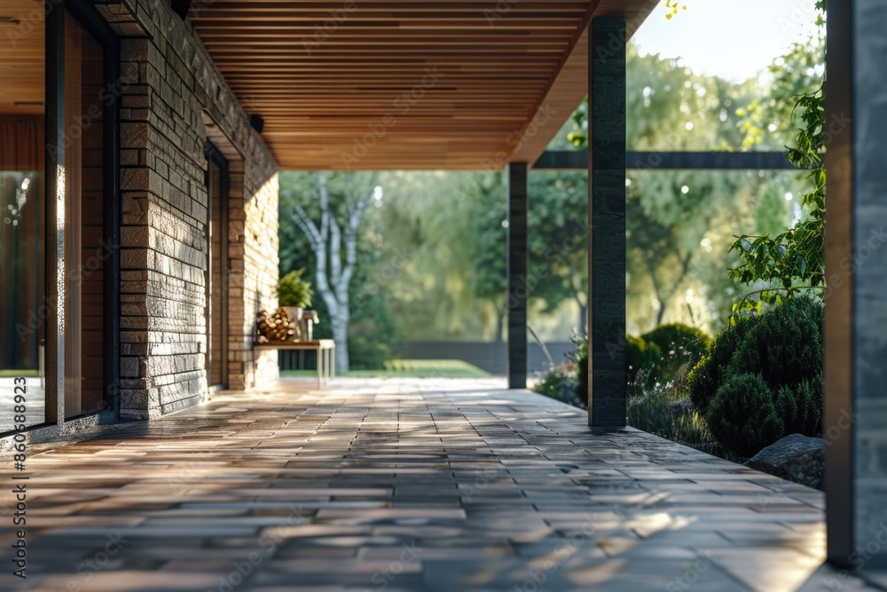 Poster a simple path with a seating area, perfect for a quiet moment or contemplation