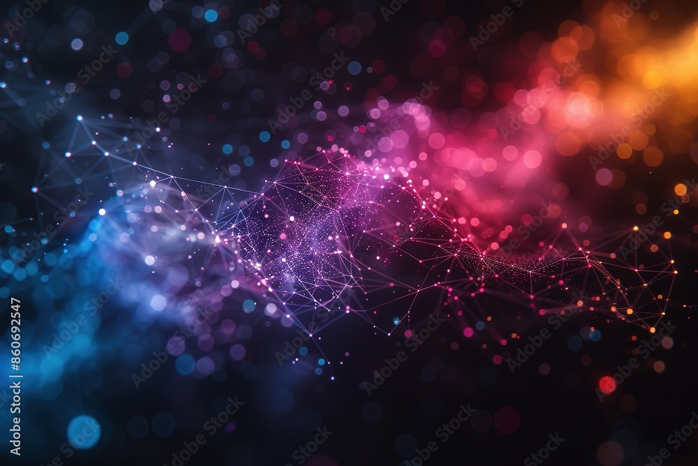 Wall mural a colorful, abstract image of a galaxy with many dots and lines