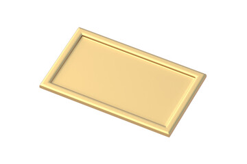 Golden photo frame isolated on white background. 3d render