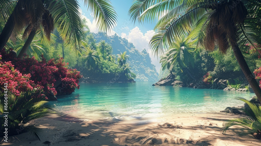 Wall mural secluded tropical lagoon on a sunny day