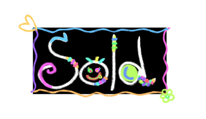 Sign with the inscription sold. Cute drawing, real estate sale, rental theme.