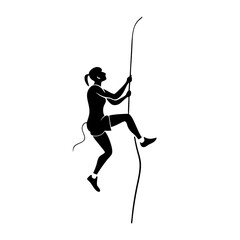 Obraz premium Silhouette of a Female Climber Ascending a Rope