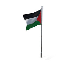 Palestine Waving Flag, 3d Flag illustration, Palestine National Flag with a white isolated background 