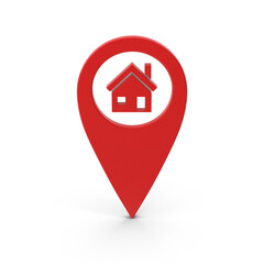 3d pinpoint home , 3d map pointer. Red navigator symbol isolated on transparent background