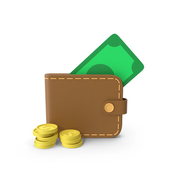 wallet and money 3d rendering illustration