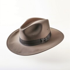 Sophisticated brown fedora hat with a black band and a slightly curved brim, versatile for various occasions.