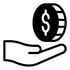 coin glyph icon vector illustration isolated on white background