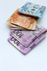 Philippine money, Banknotes on white background.