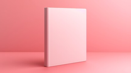 Minimalistic pink book mockup standing upright on a solid pink background, perfect for branding, design, and cover presentations.