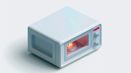 Fototapeta premium Isometric representation of an open microwave