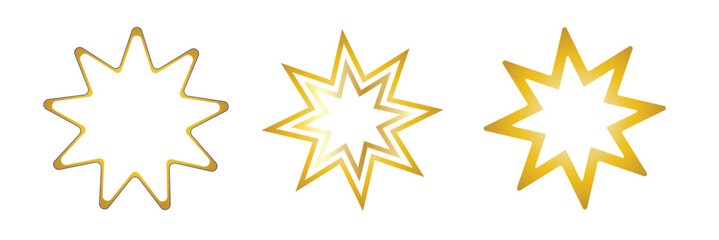 nine pointed star bahai symbol set