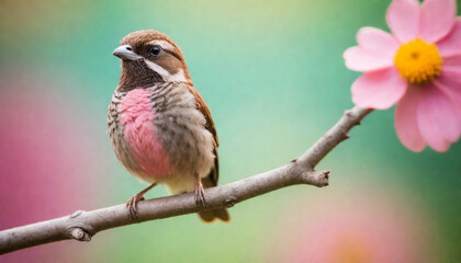 Obraz premium colourful tiny finch stands on a branch | Bird Photography