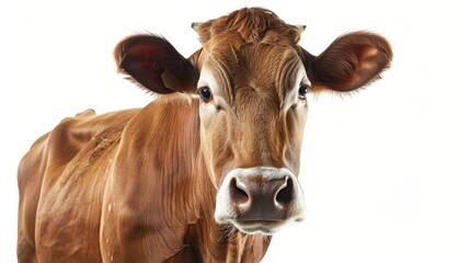 Farm cow isolated on white wallpaper background