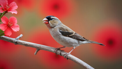 Fototapeta premium colourful tiny finch stands on a branch | Bird Photography