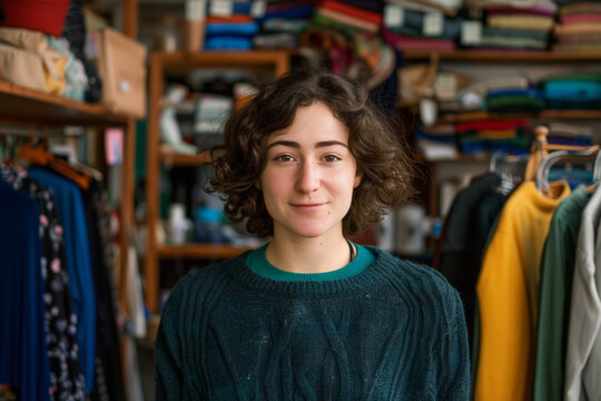 Portrait of a young non-binary leader in a sustainable fashion company