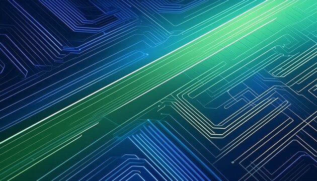 Blue and green business sense diagonal circuit board line texture poster background
