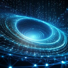 Obraz premium The universe vortex constructed by the movement trajectory of luminescent particles and the abstract background of network technology big data