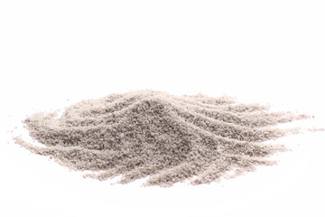 Quartz sand pile isolated on white, side view
