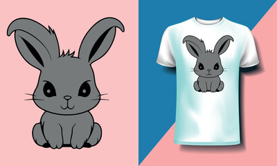 A cute rabbit bunny with a smile vector t shirt design