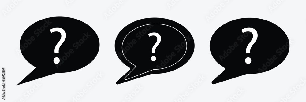 Poster comment question line icon set. faq line icon. question and answer pictogram. inquire bubble. ask or