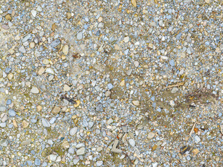 Aerial view of pebble stones near river.