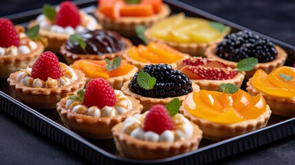 Tray mini tarts various fillings