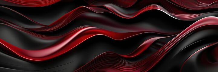 Obraz premium Abstract black red wavy wide background