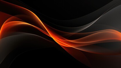 Obraz premium abstract background with orange and black wavy lines on dark backdrop