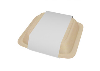 Kraft food containers with label mockup