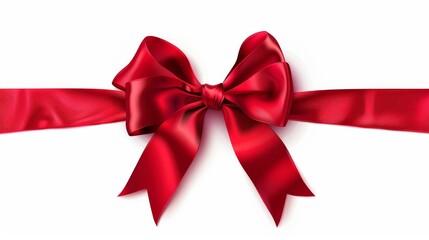 Fototapeta premium Bow ribbon satin holiday ornate package isolated on white wallpaper background