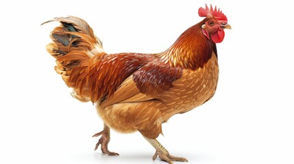 Fototapeta premium Rooster chicken farm animal isolated on white wallpaper background