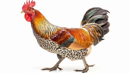 Fototapeta premium Rooster chicken farm animal isolated on white wallpaper background