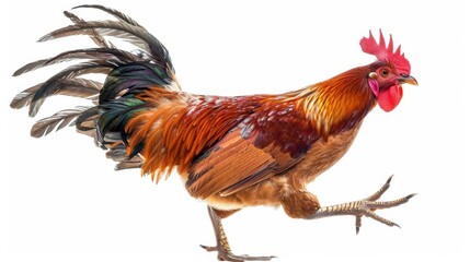 Fototapeta premium Rooster chicken farm animal isolated on white wallpaper background