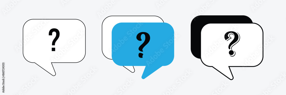 Poster Comment question icon set. FAQ icon. inquire bubble. ask or request icon. comment question vector icon on isolated background.