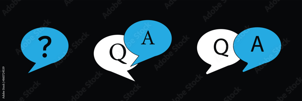 Poster Comment question line icon set. FAQ line icon. question and answer pictogram. inquire bubble. ask or request sign. frequently asked questions icon for Ui designs.