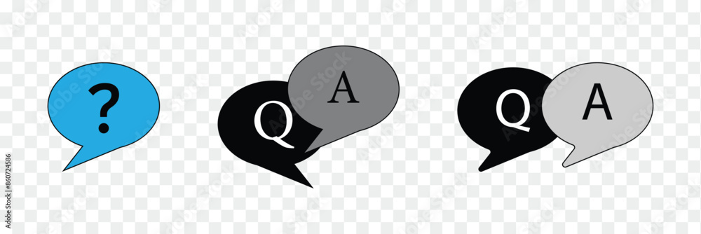 Poster Comment question icon set. FAQ icon. inquire bubble. ask or request icon. comment question vector icon on isolated background.