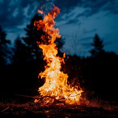 Fire flame in black background