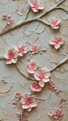 3d picture of a tree with pink flowers background for digital printing wallpaper, custom design wallpaper. AI generated illustration