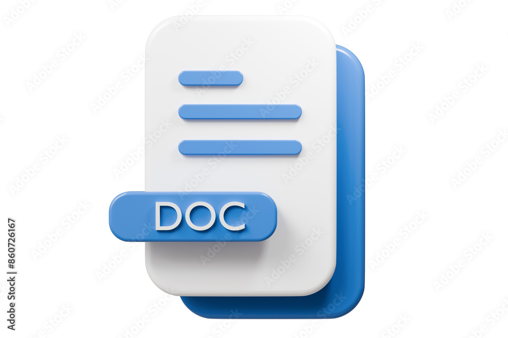 Fototapete 3d file doc icon. minimal word document icon. document form. business work company icon concept. 3d render.