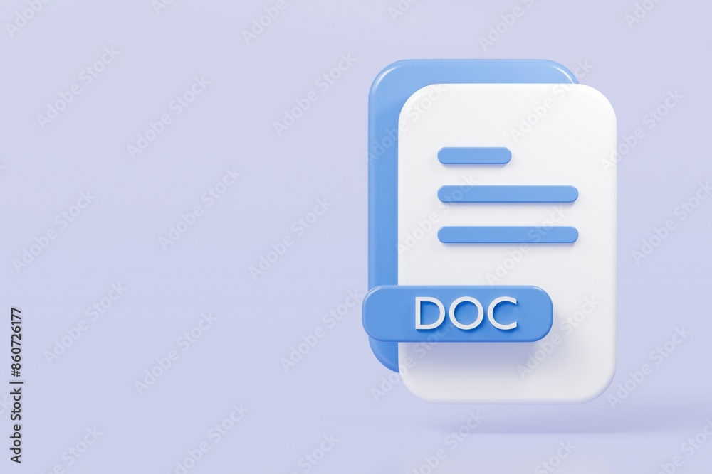 Poster 3d file doc icon. minimal word document icon. document form. business work company icon concept. 3d 