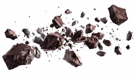 Falling stones meteoroids meteoroids isolated on white wallpaper background