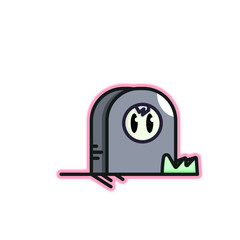 Cute Illustrated Tombstone whimsical design, vibrant colors, playful elements, friendly character, cartoon style, lighthearted atmosphere, imaginative details, creative interpretation,cheerful, spooky