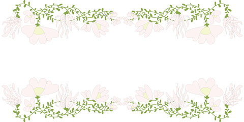 Decorazione floreale con delicati fiori rosa,  cornice vintage © sommaria