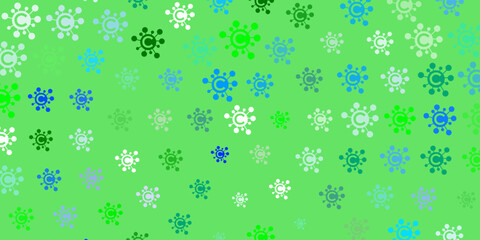 Light Multicolor vector background with covid-19 symbols.