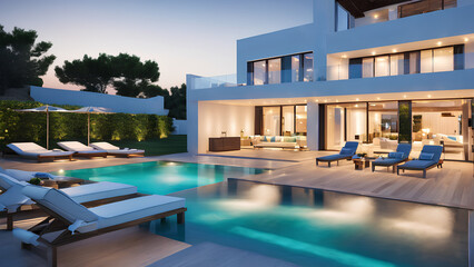 Fototapeta premium Modern Luxury Meets Idyllic Escape
