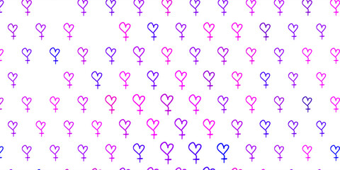 Light Purple, Pink vector backdrop with women power symbols.